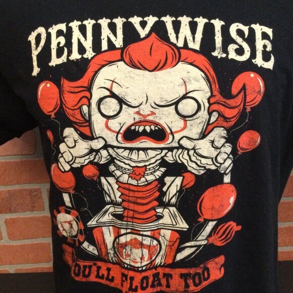 Pop! Tees IT Pennywise t shirt You'll float too graphic Horror movie tee scary c - Picture 2 of 6